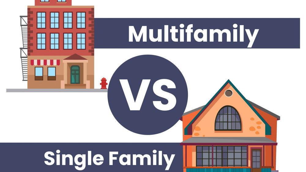 Multifamily vs single-family home comparison illustration
