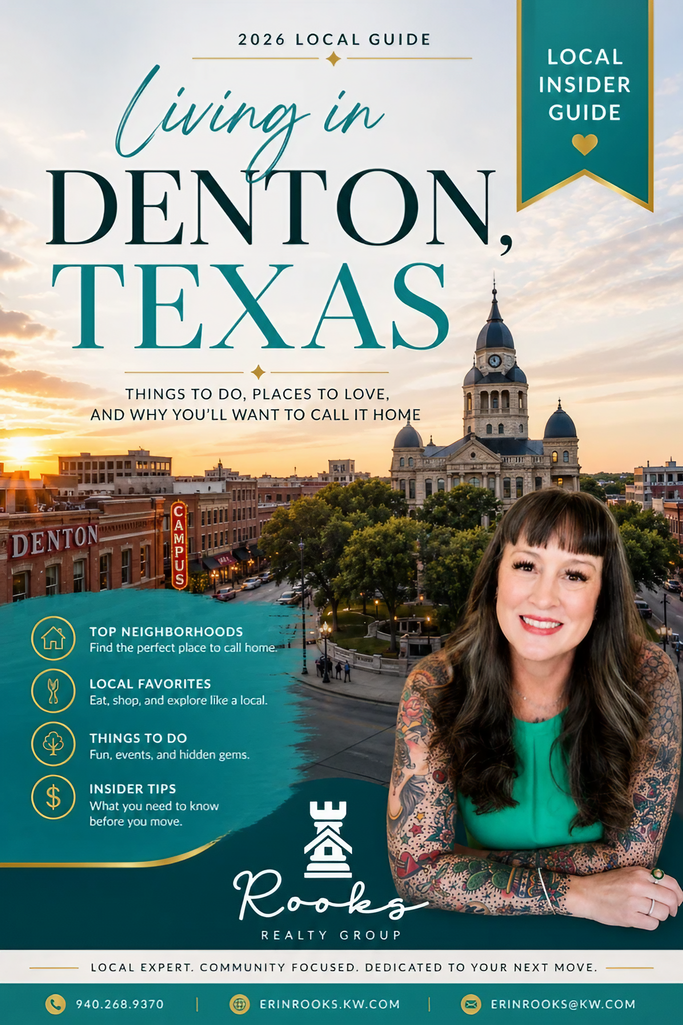 Denton, Texas guide cover with skyline