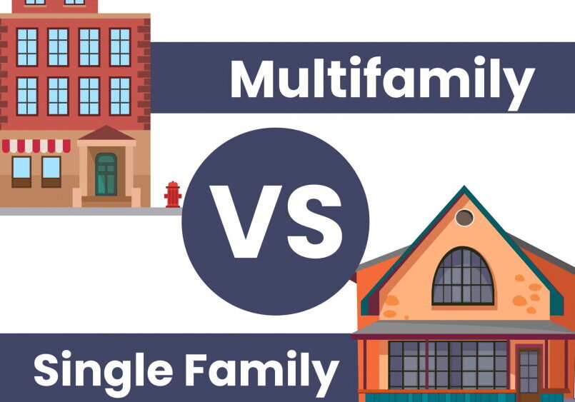 Multifamily vs single-family home comparison illustration